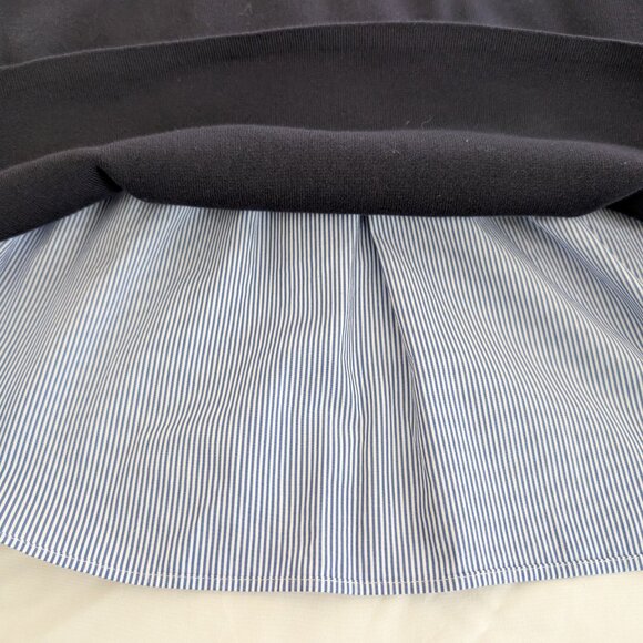 COS Blouse Womens L Navy White Striped Accent Round Neck 3/4 Sleeve Pullover Top - Picture 7 of 14